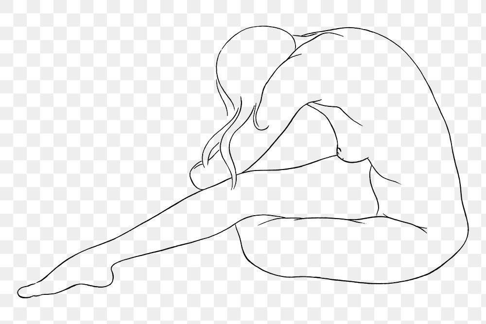 Hand drawn of sitting woman png