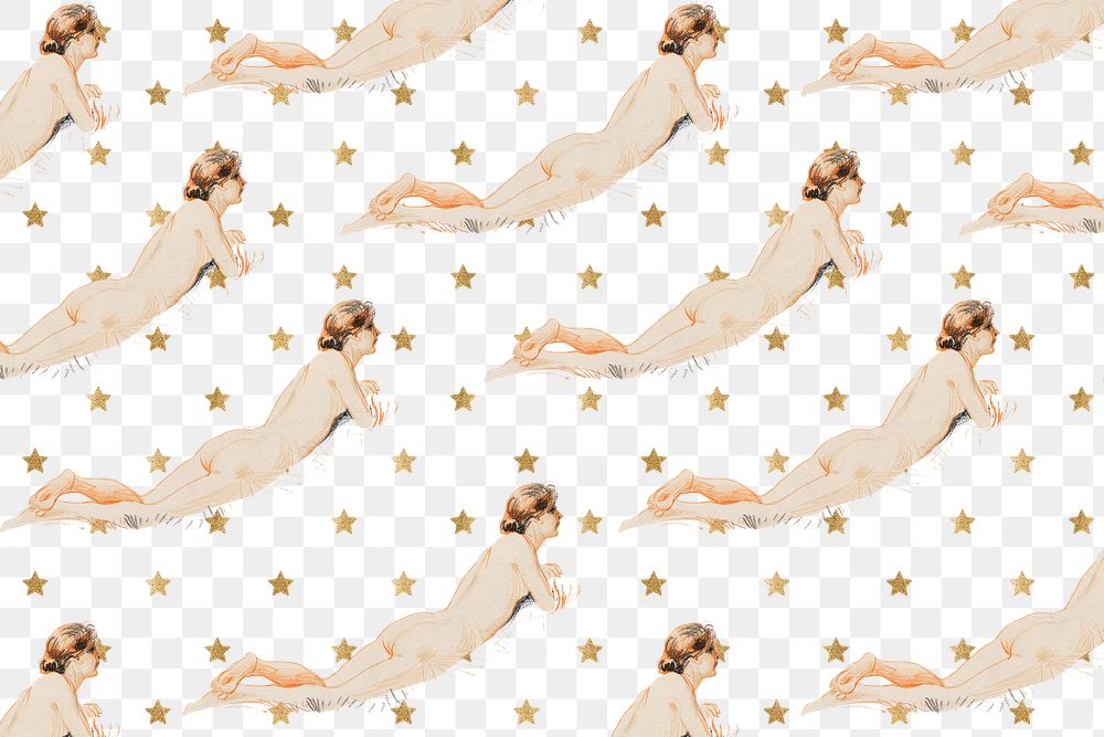 Png female nude art seamless pattern background