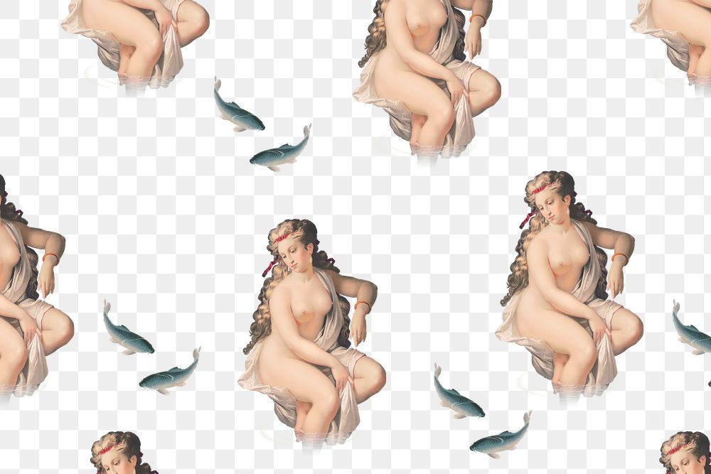 Png female nude art seamless pattern background