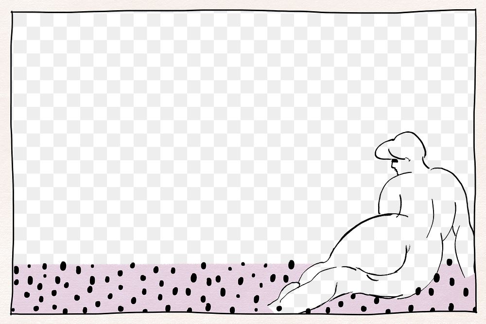 Hand drawn nude lady png frame