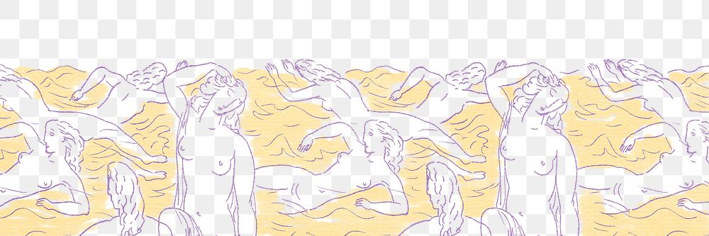 Swimming nude women drawing png background