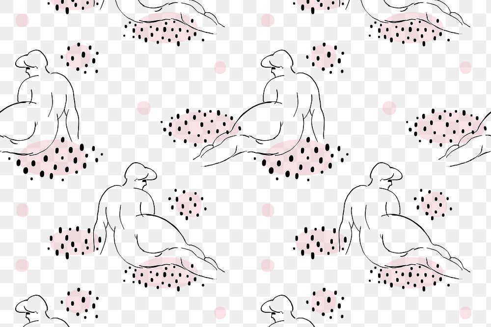 Reclining nude women png patterned background