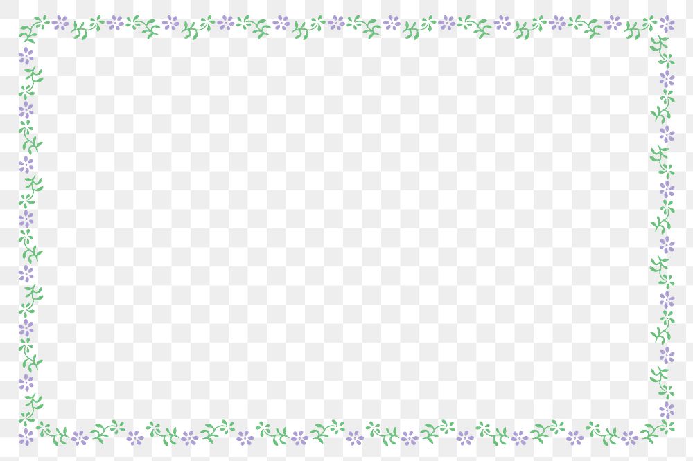 Green minimal leaves, flowers frame png pattern