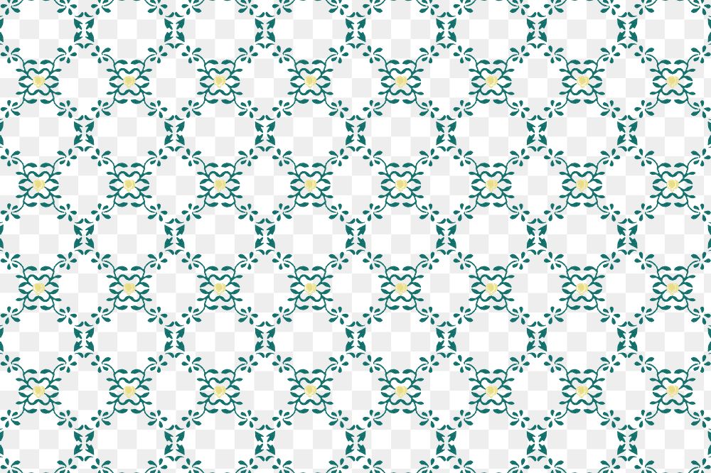 PNG Vintage green floral ornament seamless pattern background