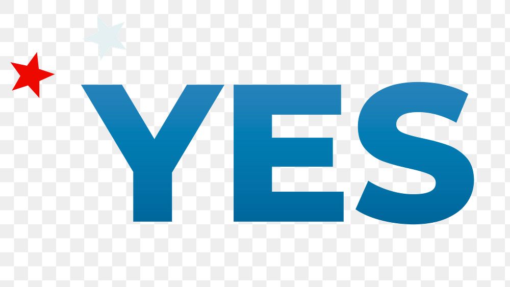 YES text blue png typography