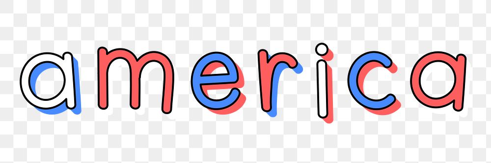 Doodle America png text cute typography word