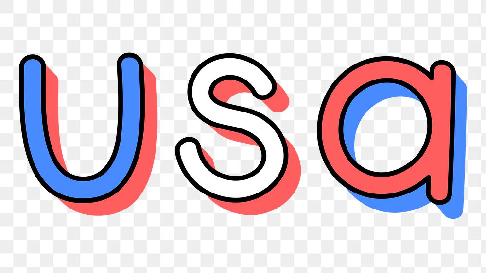 USA doodle png typography word