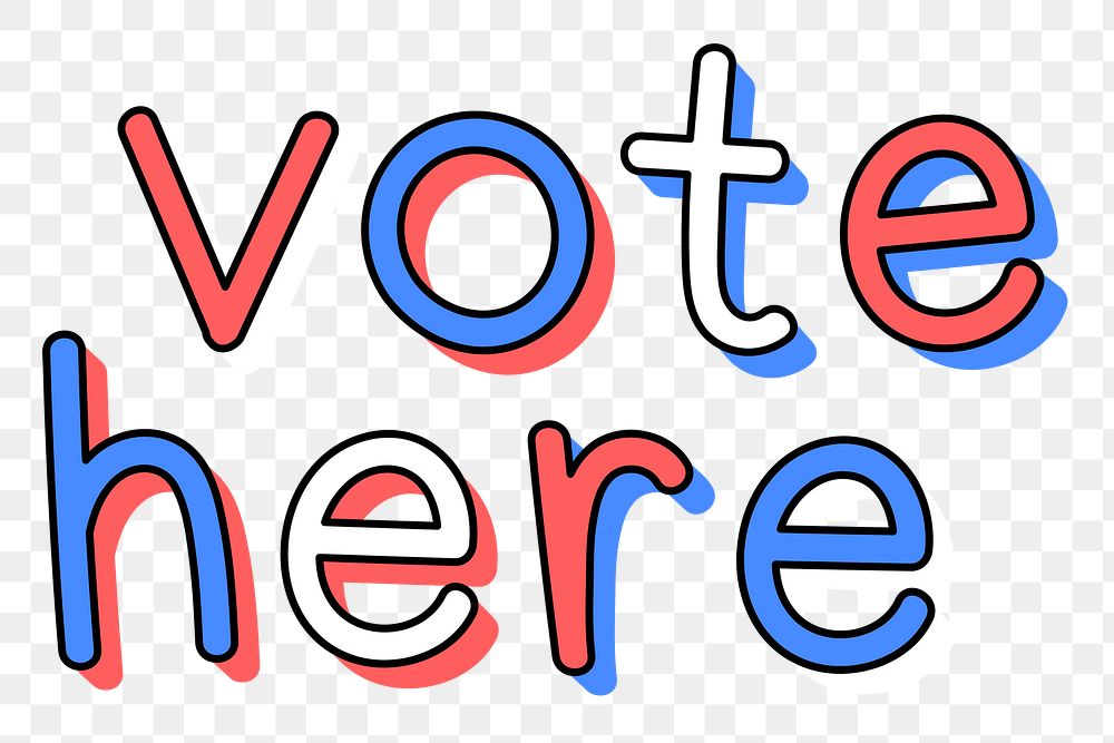Vote here doodle text png typography