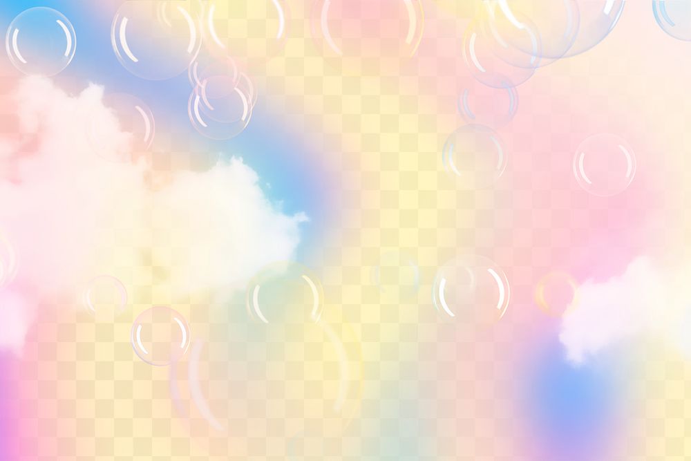 Holographic soap bubbles png background design space