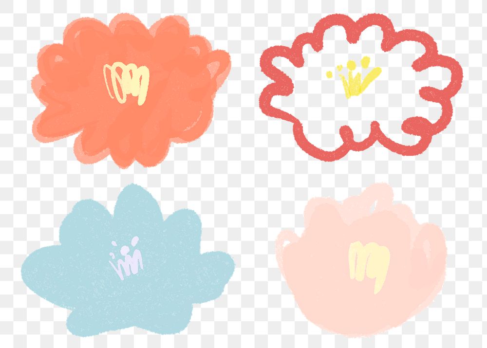 Blooming flower png floral illustration set