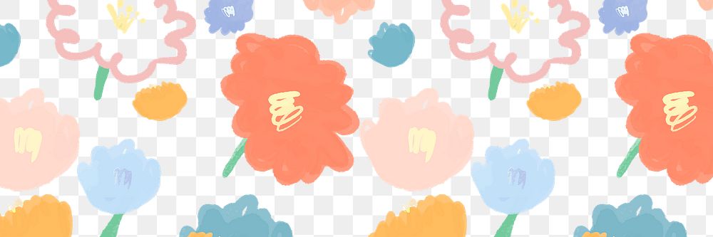 Floral pattern banner png hand drawn
