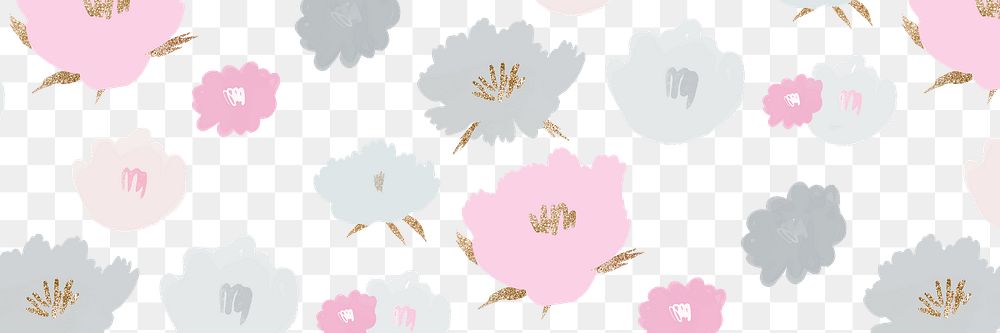 Floral pattern banner png hand drawn