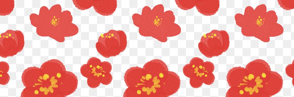 Red floral pattern banner png hand drawn