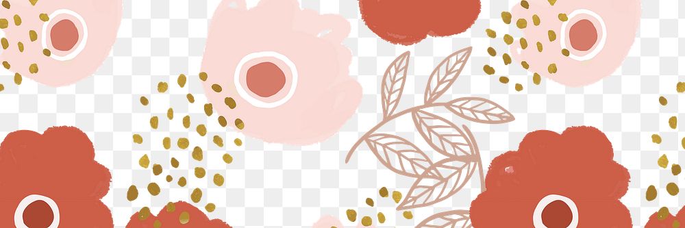 Flower doodle png botanical pattern banner