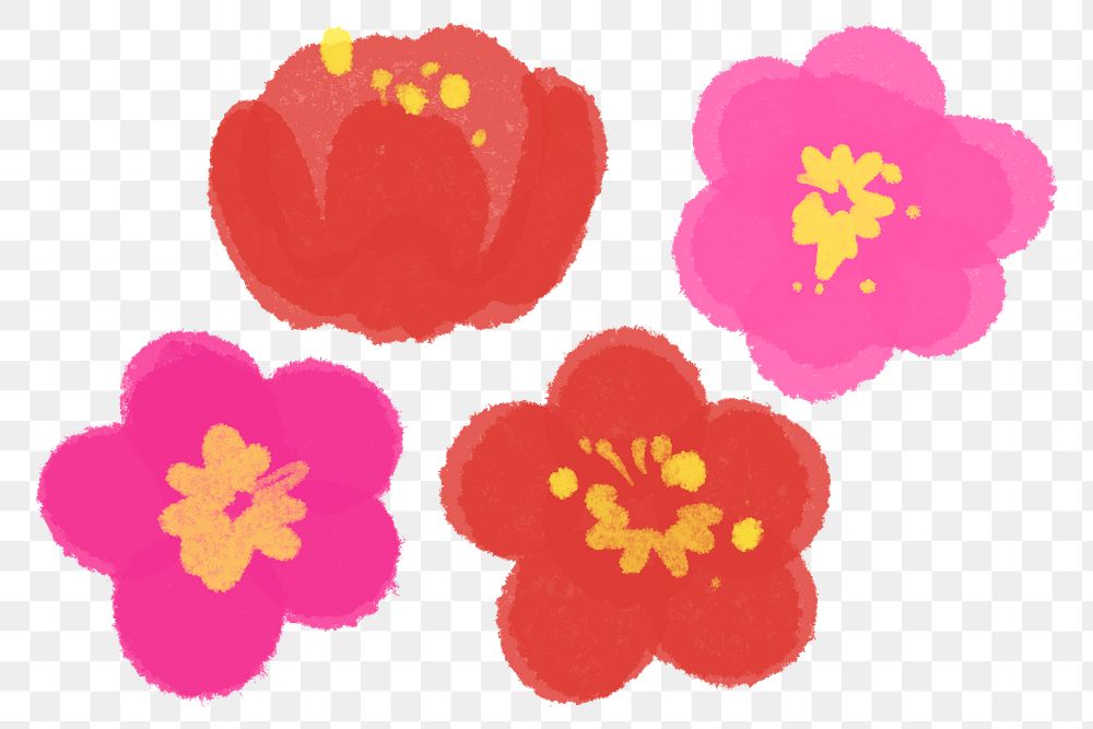 Oriental flowers and blossoms png element pack