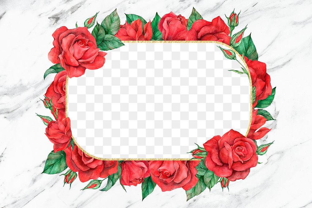 Red rose frame png transparent background