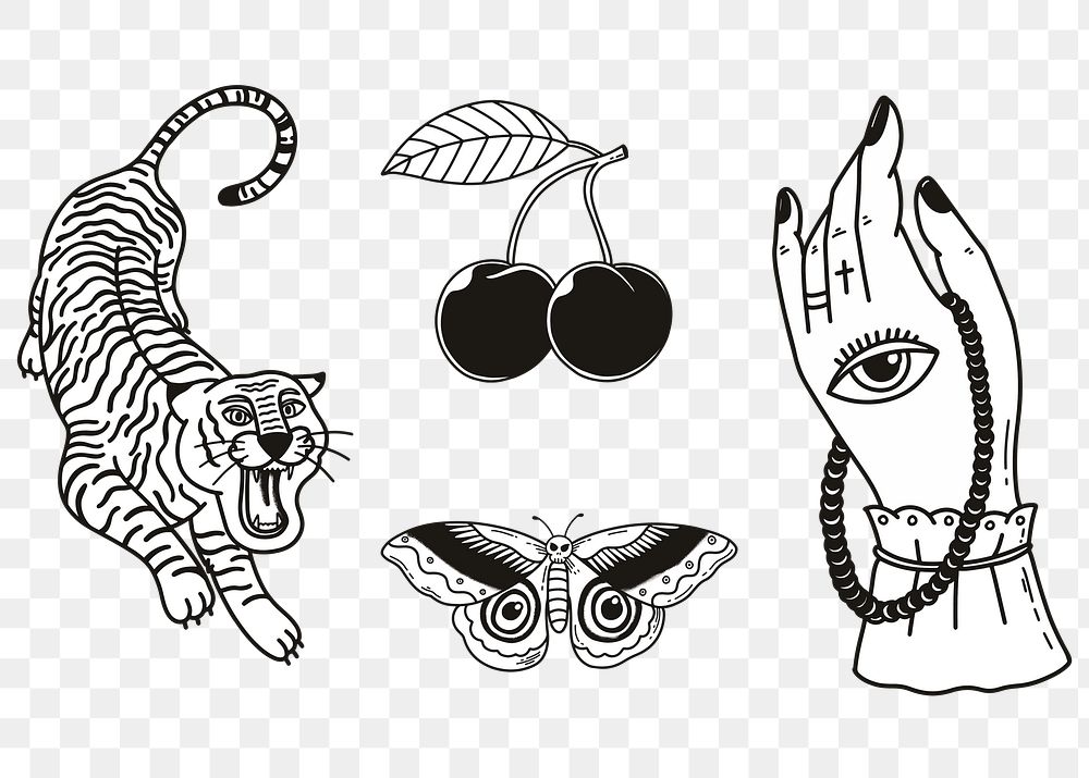 Minimal tattoo design png collection