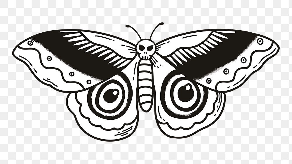 Vintage moth tattoo design png