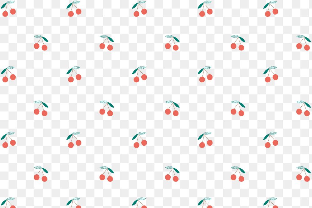 Png hand drawn cherry pattern transparent background