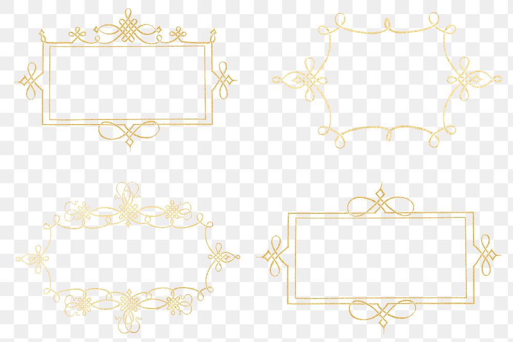 Gold filigree frame set png, remix from The Model Book of Calligraphy Joris Hoefnagel and Georg Bocskay