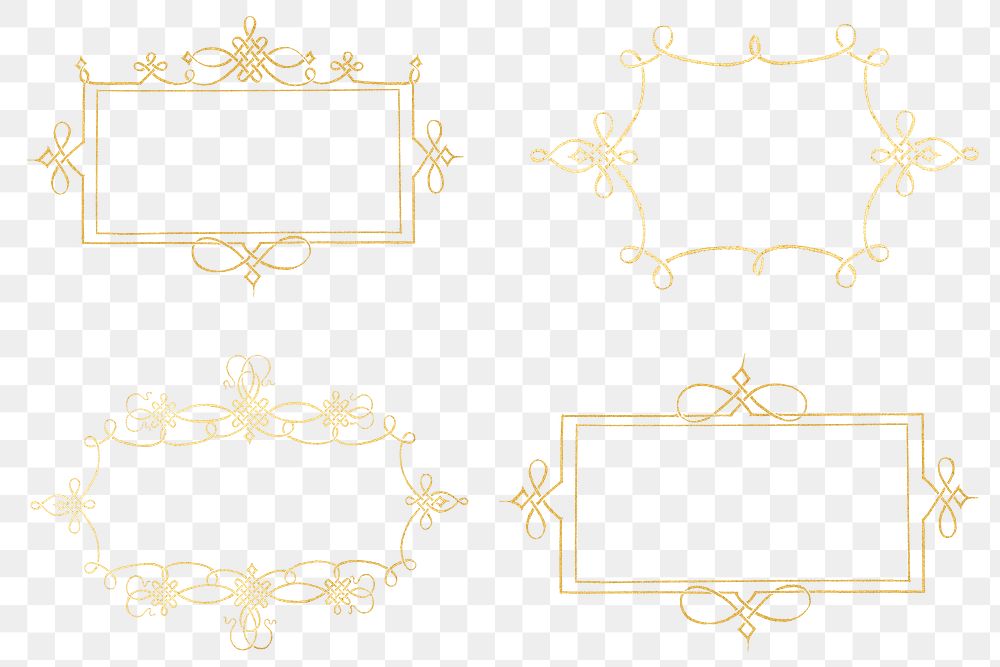 Gold filigree frame set png, | Free PNG - rawpixel