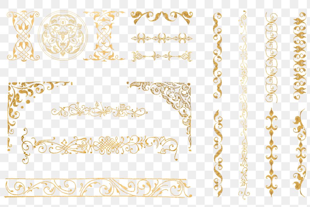 Vintage gold divider png victorian element, remix from The Model Book of Calligraphy Joris Hoefnagel and Georg Bocskay