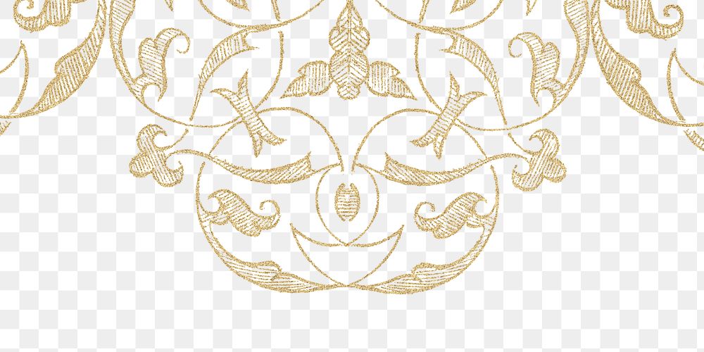 Gold filigree border png banner transparent background