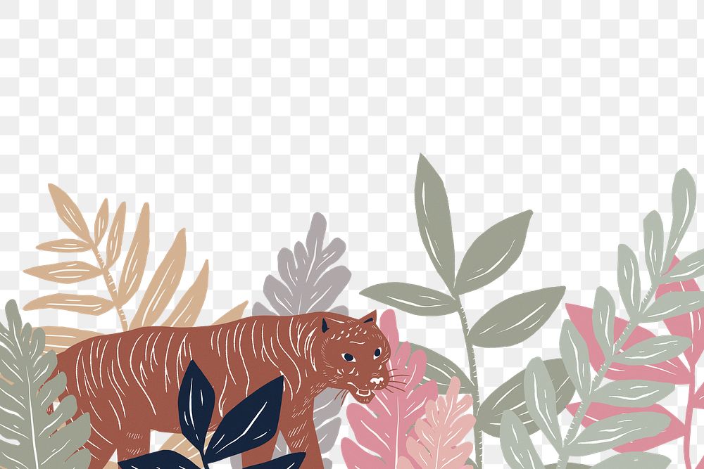 Animal pattern side border png earth tone jungle background