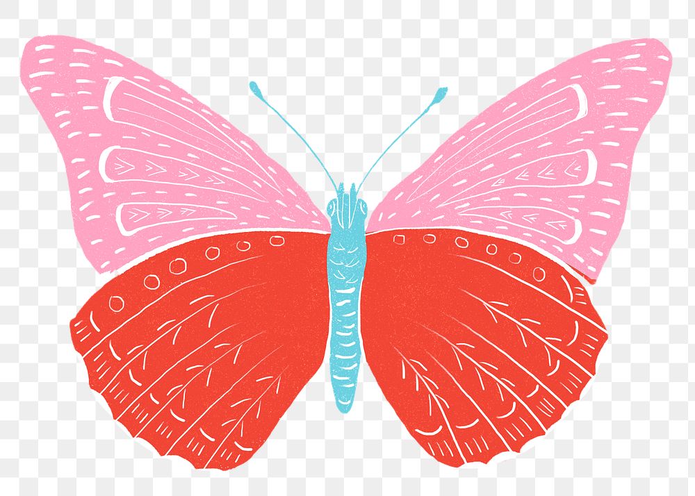 Colorful butterfly png sticker vintage drawing clipart