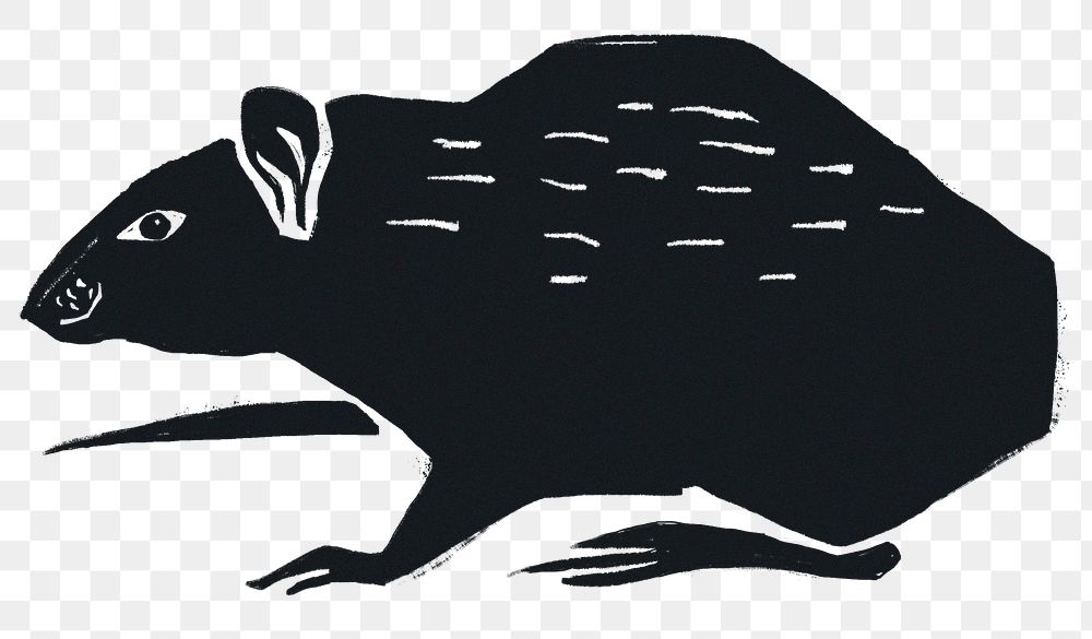 Rat black png animal sticker hand drawn clipart