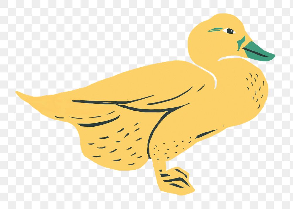 Yellow duck png sticker bird vintage stencil