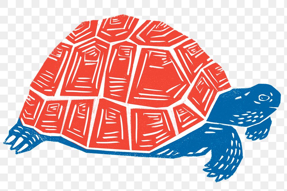 Vintage red turtle png animal sticker hand drawn