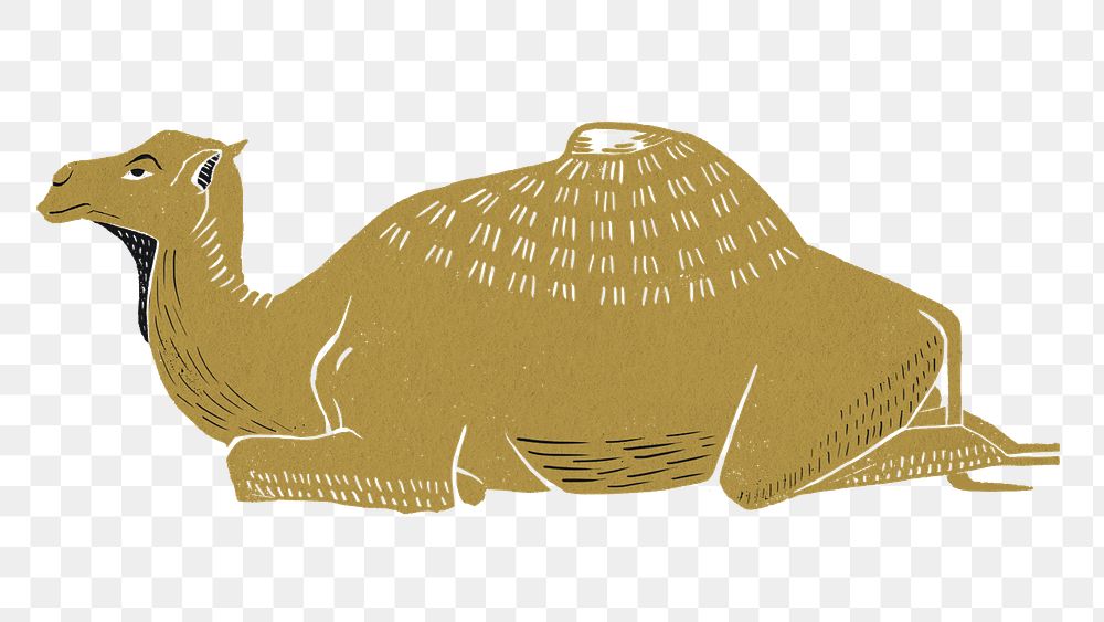 Vintage gold camel png animal sticker stencil pattern clipart