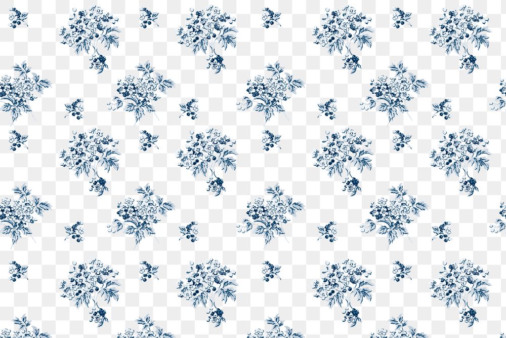 Png blue verbena floral pattern transparent background