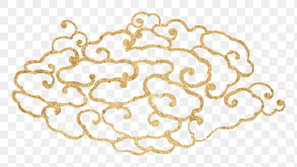 Chinese art gold png cloud sticker decorative ornament