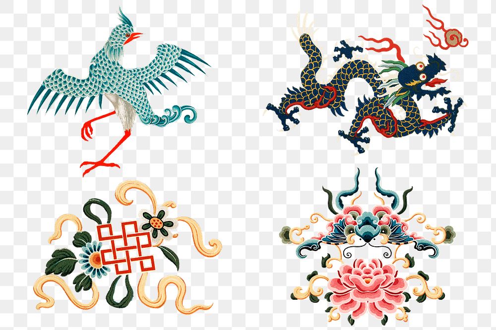 Chinese art png symbols decorative ornament collection