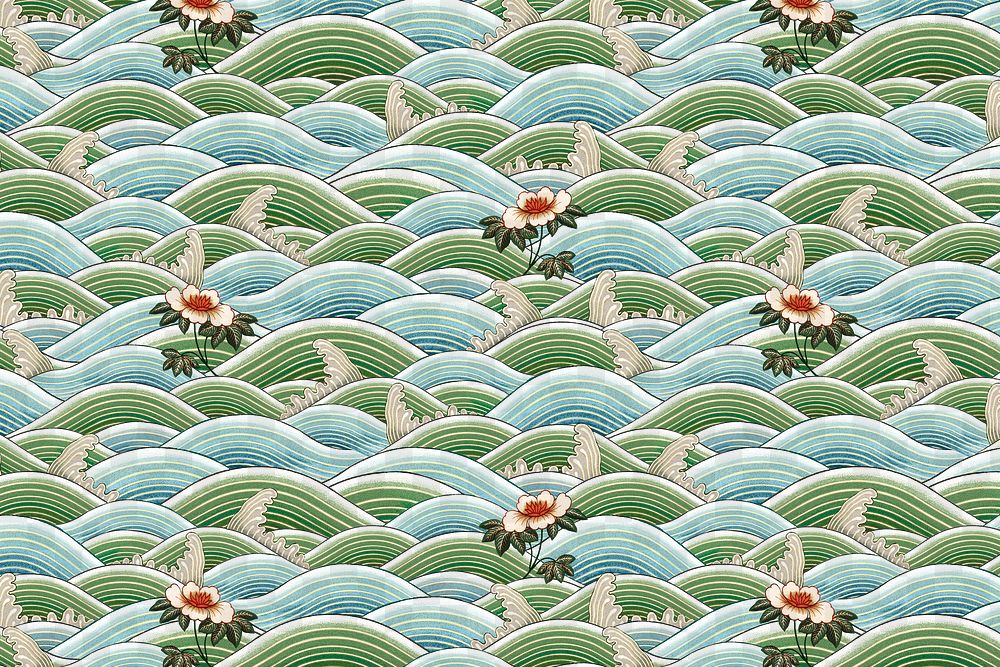 Png traditional Chinese art wavy pattern background