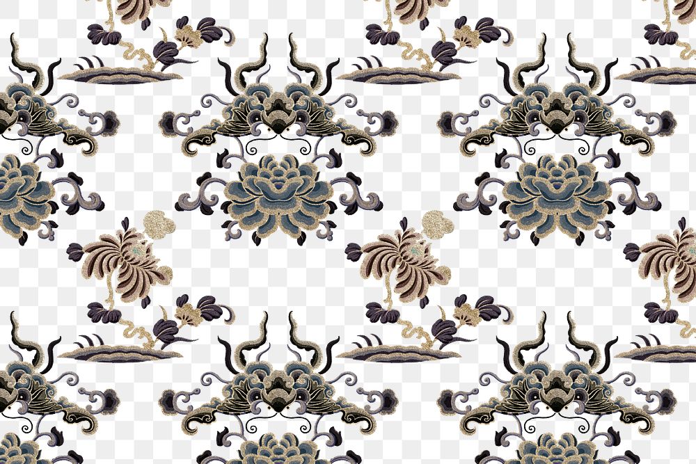 Png traditional Chinese art flower pattern background