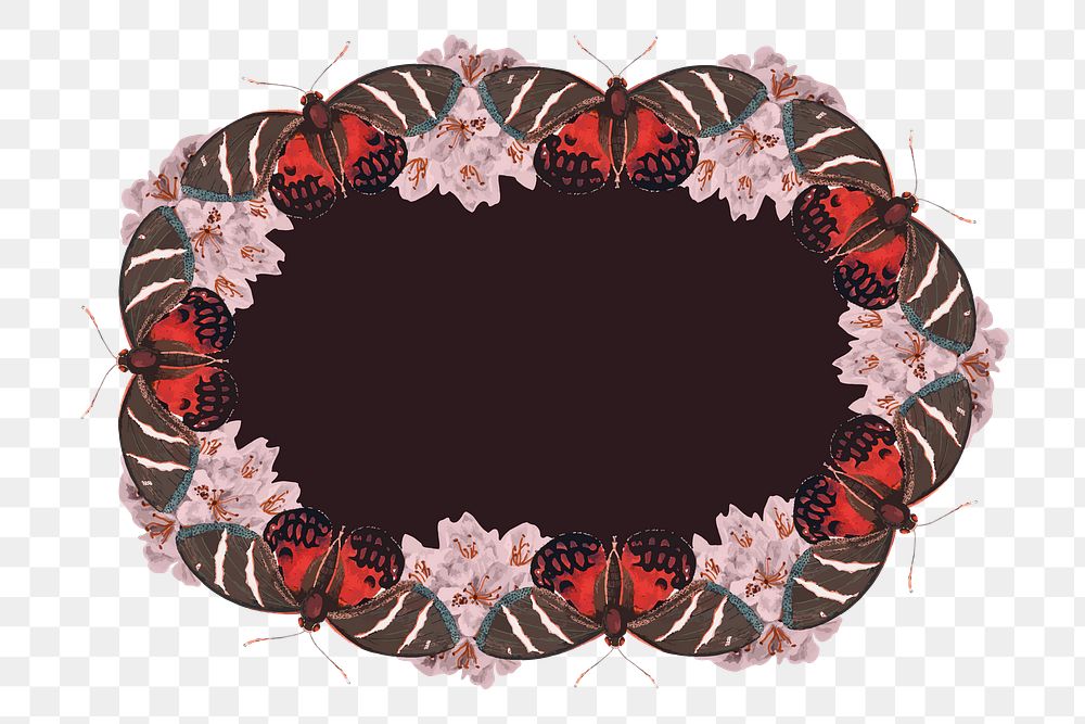 Vintage butterfly pattern png frame, remix from The Naturalist's Miscellany by George Shaw