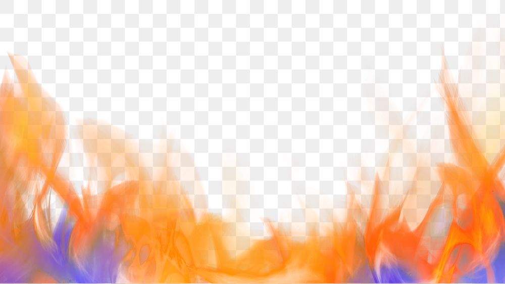 Retro png fire flame border frame