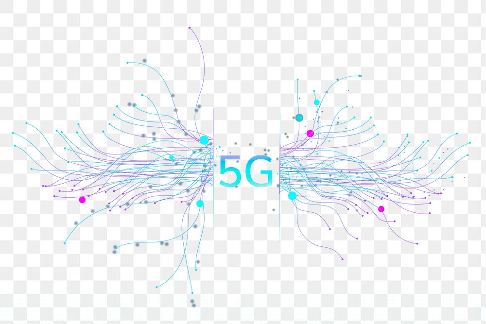 Technology particle dots transparent png 5G digital corporate