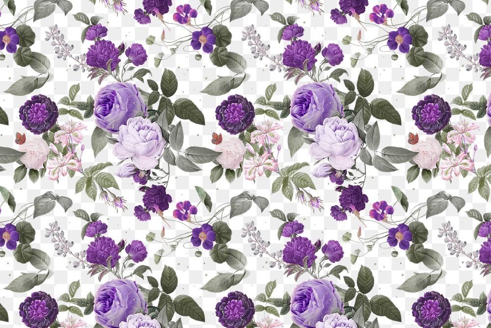 Purple peony png floral pattern watercolor vintage