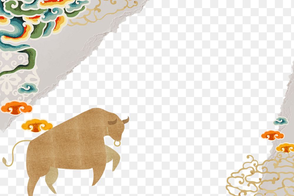 Year of ox png gold border Chinese oriental 