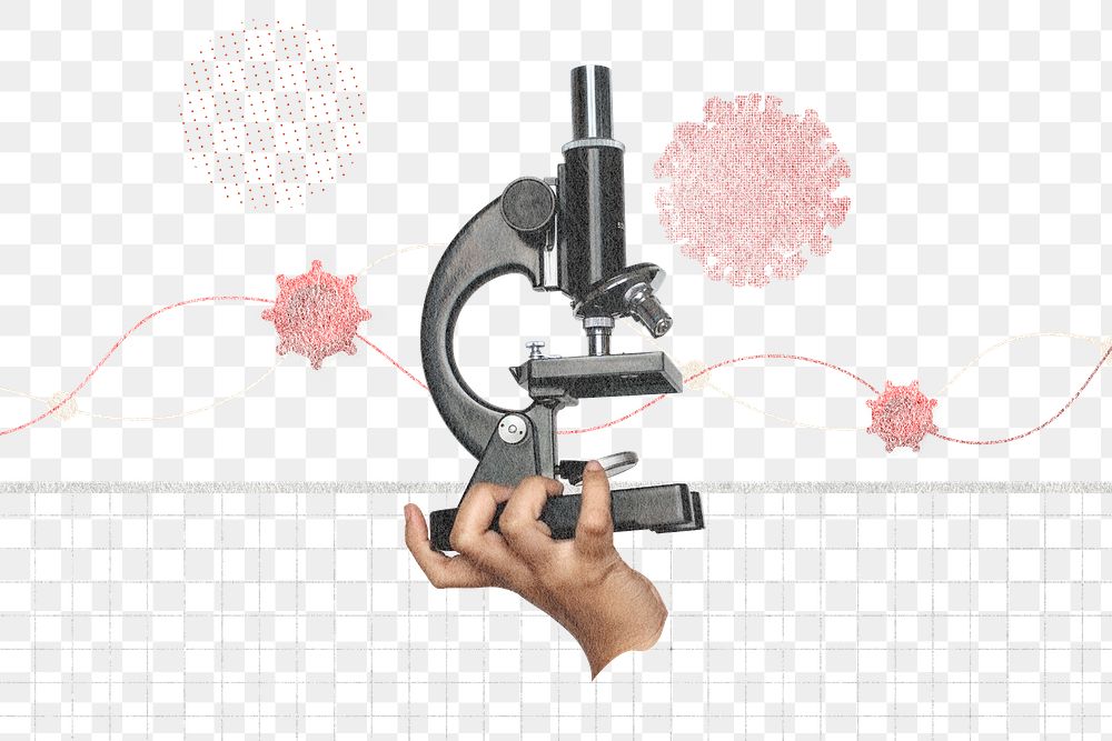 Hand holding microscope png design element