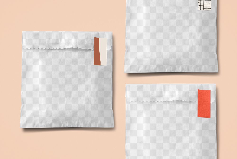 Snack paper bag mockup png, food packaging, bakery and small business