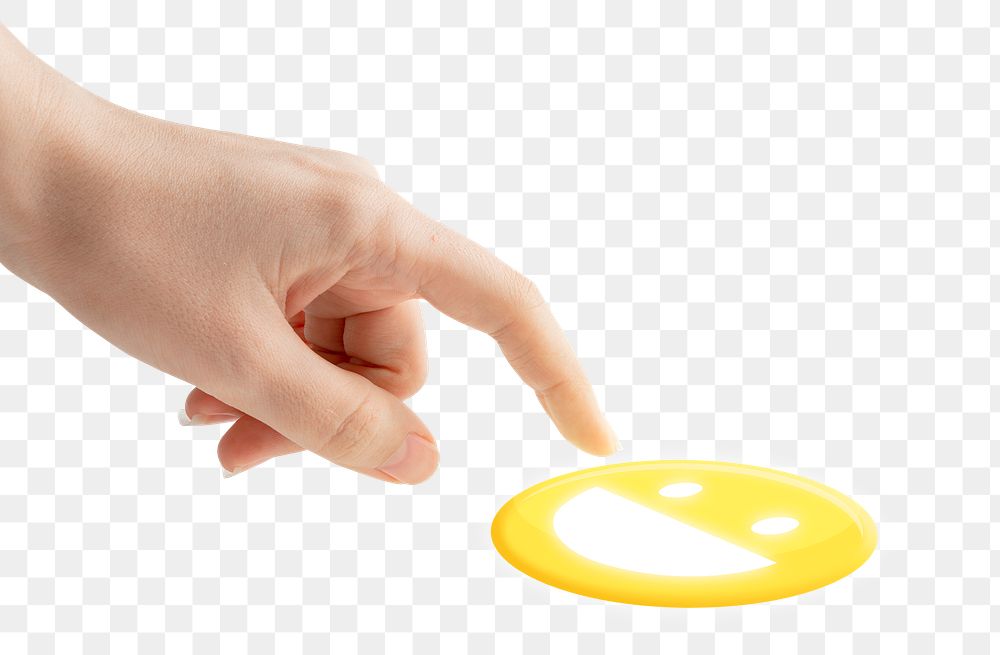 Closeup hand clicking png smiley emoticon social media reaction