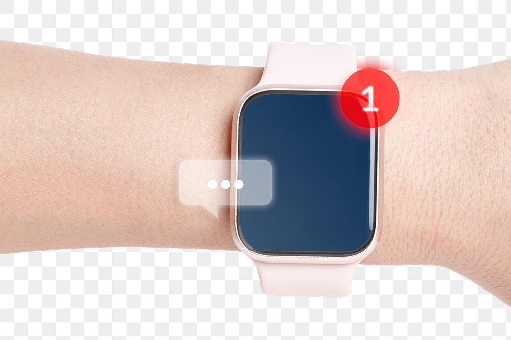 Smart watch screen png showing text message notification