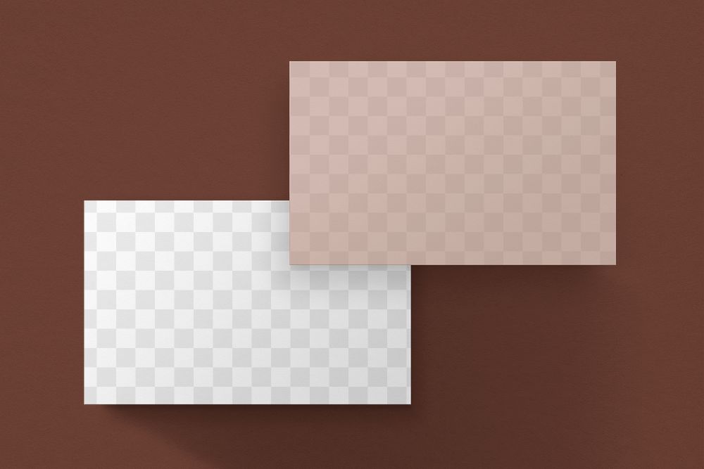 Png business card mockup on brown background in front and rear view