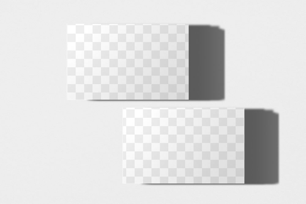Png business card mockup on white background in front and rear view