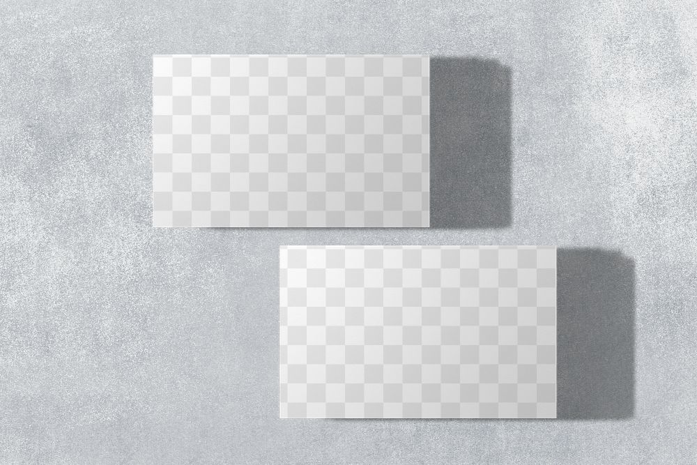 Png business card mockup on concrete background in front and rear view